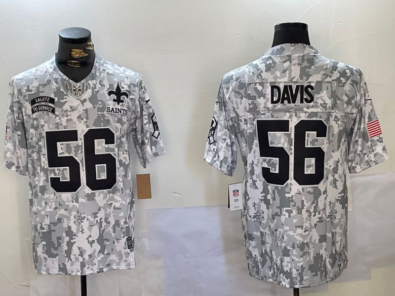 Men New Orleans Saints 56 Davis Nike Arctic Camo 2024 Salute to Service Limited NFL Jersey style 1